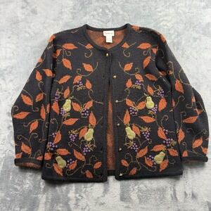 Vintage 90s Crystal Kobe Fall Sweater Grapes And Pears Autumn Size S Cottagecore